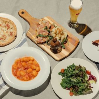[2-hour standard all-you-can-drink included] Light course ◎ 5 dishes including oven-baked pizza and gnocchi ◆ 4,000 yen (tax included)