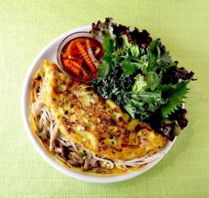 Banh Xeo Nam Chai with mushrooms and vegetables