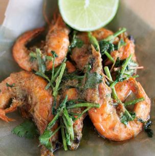 Garlic and coriander shrimp