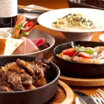 B、Divide One Plate. ［全6品］2名様から　1名様4400円税込   大切なご友人とシェアして楽しむ