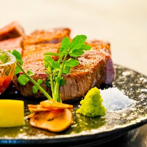 【カジュアルフルコース】黒樺牛 赤身 鉄板焼きステーキコース  小(80g)