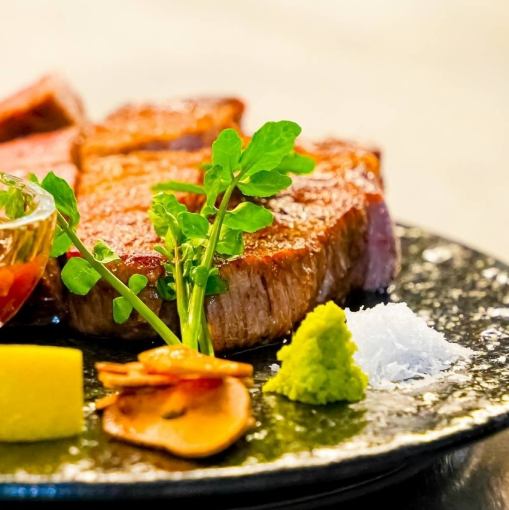 【カジュアルフルコース】黒樺牛 赤身 鉄板焼きステーキコース  大(180g)