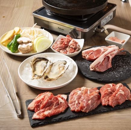 【人気の牡蠣もジンギスカンも!】牡蠣ガンガン焼きコース 90分飲み放題付き 6600円