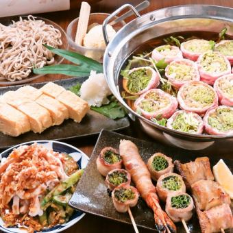 【90分飲み放題付】当店自慢の炭火焼き鳥や選べるお鍋等お料理5品5500円（税込）