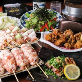 Ebisu's standard! ≪Seasonal fish sashimi/local chicken sashimi/Tsukune king/Kamameshi≫ 9 dishes in total + 2 hours [all-you-can-drink bottled beer included] ⇒ 4,500 yen