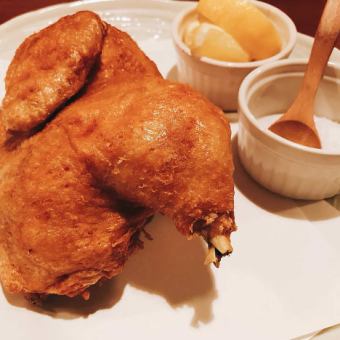 Fried half of domestic young chicken