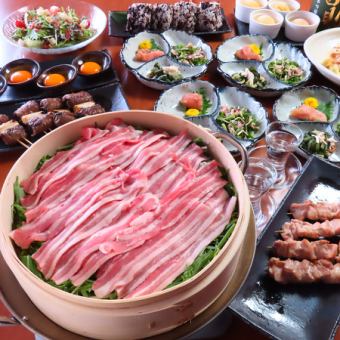 【バリうまコース】飲み放題120分＋国産豚肉せいろ蒸し＋野菜巻きを含む料理8品　5000円