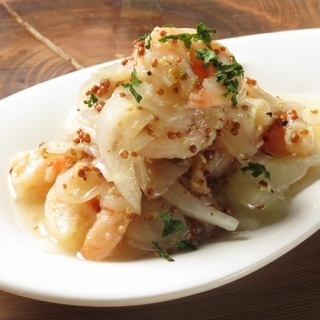小海老と玉ねぎのマスタードマリネ
