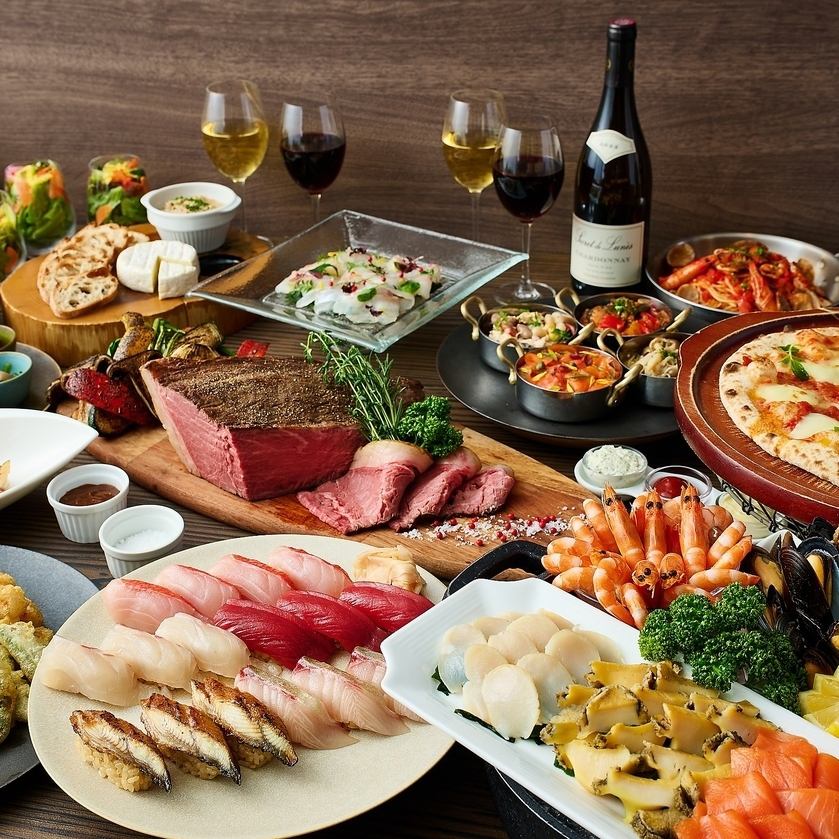 自助餐提供約70種菜餚供您享用！位於京都格蘭比亞酒店二樓，與京都站直接相連。