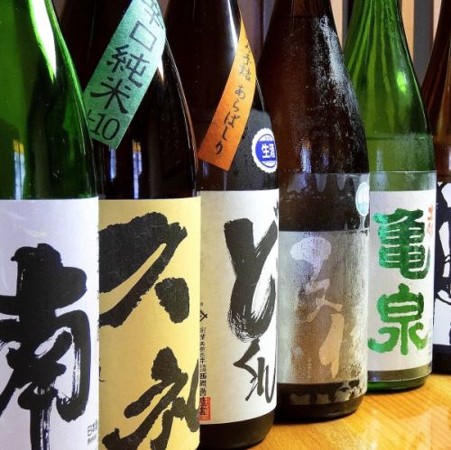 A full lineup of local sake ◎