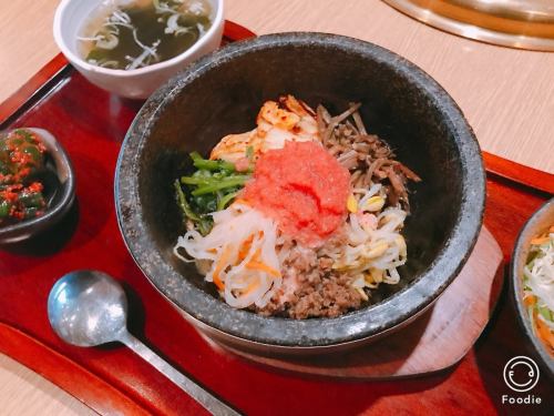 Stone-roasted Mentaiko Bibimbap / Stone-roasted Yukhoe Bibimbap