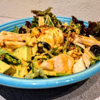 Cobb salad with chicken breast and avocado