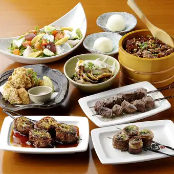 野菜巻き串,串焼きに逸品料理『旨し料理の雅コース(飲放付)』各種宴会,歓迎会,送別会,飲み会に