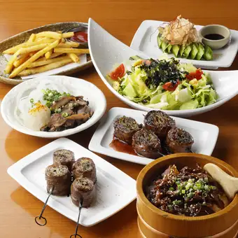 『平日はお値打ちに満足! 月~木曜限定 華コース(飲放120分lo90) 』名物豚巻き野菜串と炙り料理