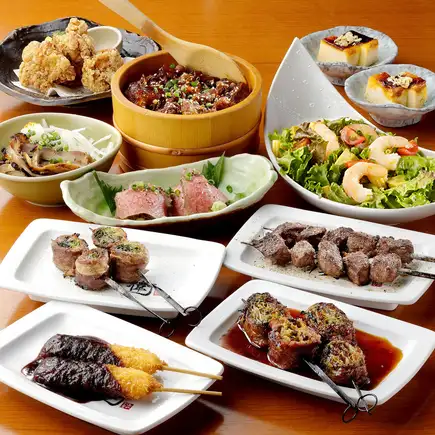 "Luxurious and Abundant Master Course (with all-you-can-drink)" Delicious grilled skewers of Japanese Black beef, roast beef, and beef rice! Perfect for welcome and farewell parties.