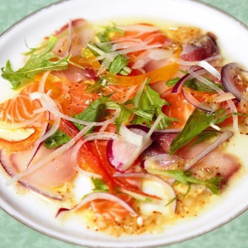 Today's fresh fish carpaccio/raw ham slice
