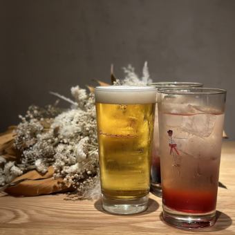 2-hour all-you-can-drink for 1,800 yen - alcohol is a must for a girls' night out.〇