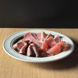 Assortment of raw ham and salami