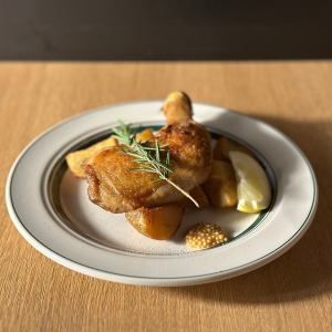 Chicken thigh confit with whole grain mustard and lemon