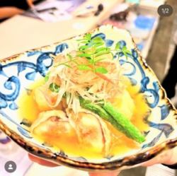 穴子と無花果の揚げ出し（Deep-Fried Anago and Fig in Light Dashi Broth）