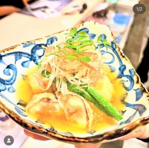 穴子と無花果の揚げ出し（Deep-Fried Anago and Fig in Light Dashi Broth）