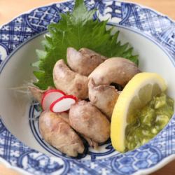 Eel liver dressed with wasabi