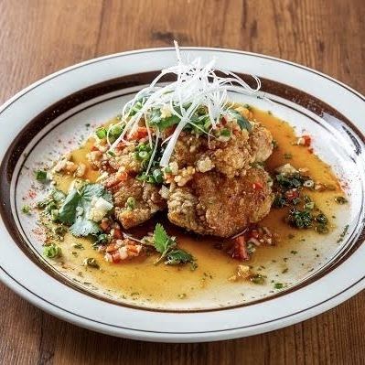 ディナー限定】5種の香味野菜とザーサイたっぷりの油淋鶏 BURTONセット