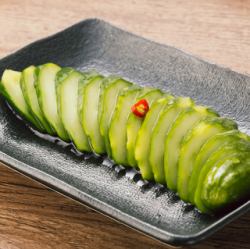 Cucumber pickled in a bottle