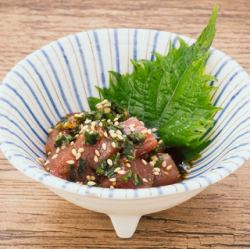 Tuna with chives and soy sauce