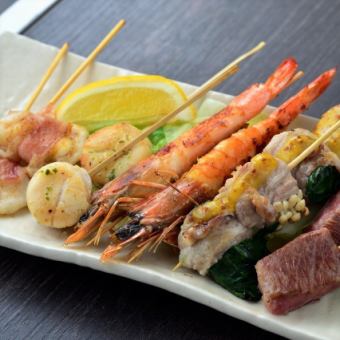 Assortment of 5 types of teppan skewers <1 serving>