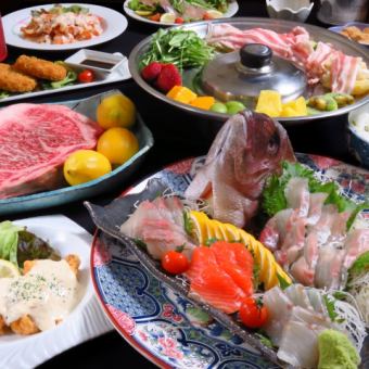 【3・4月】豪華鮮魚と和牛すき焼鍋『豪華コース』★宮崎地頭鶏チキン南蛮♪飲放題付10品6,000円