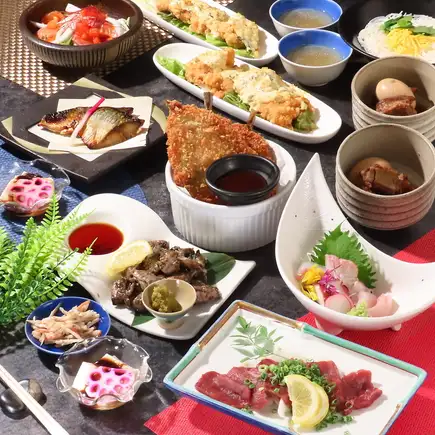 【かんてきや統一『満足』コース】4000円税込≪料理のみ≫馬刺し・刺身三種・チキン南蛮等全8品