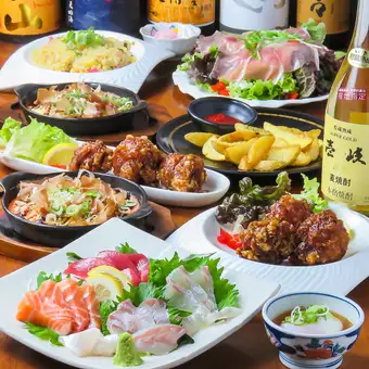 『宴会コース（鍋なし）』★刺身盛りや地鶏炭焼き♪飲放題付8品4,500円