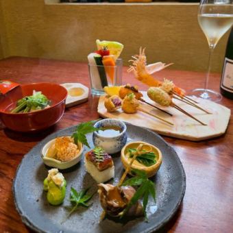 【大阪料理体験コース】串揚げ5本、スティック野菜等全4品5500円(税込)
