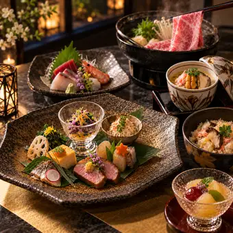 ★９月取り分け不要【おすすめ料理を贅沢に】特選酒肴・旬の御造り・中島牧場牛など全8品5,500円