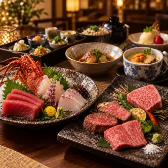 ★９月～全品銘々盛【贅を尽くした全9品】本鮪・伊勢海老・中島牧場牛など厳選食材を堪能9,500円