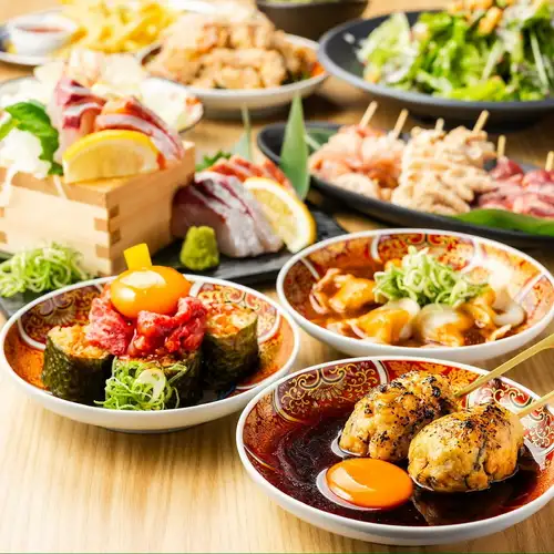 《赤字覚悟/3h》焼き鳥,餃子含む定番+炙り肉寿司も◎贅沢お鍋は計4種付き◆150種食べ飲み4000→3000円