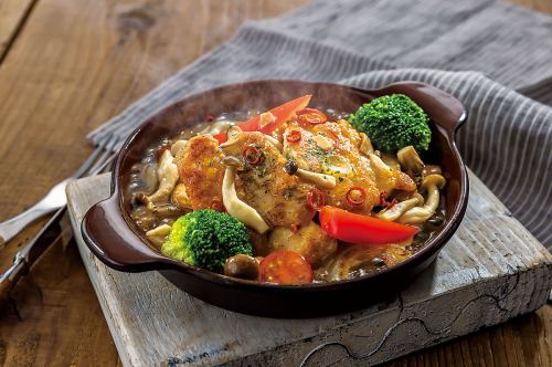 烤鸡肉和姬菇蒜蓉酱