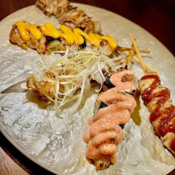 五色烤雞肉串拼盤