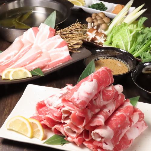 [All-you-can-eat shabu-shabu course] Lamb shabu-shabu + pork shabu-shabu, 7 dishes in total ◆ 90 minutes all-you-can-eat 4,500 yen