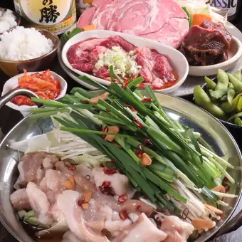 【간사 필견! 1번 인기】자랑의 와규 모트 냄비+징기스칸 3종!전 10품생 맥주 첨부 음방 6500엔