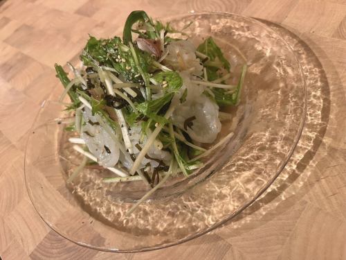 タコと水菜とミョウガのサラダ