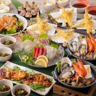 Shichifuku Course: A 5000 yen course with 8 dishes from appetizer to finale.