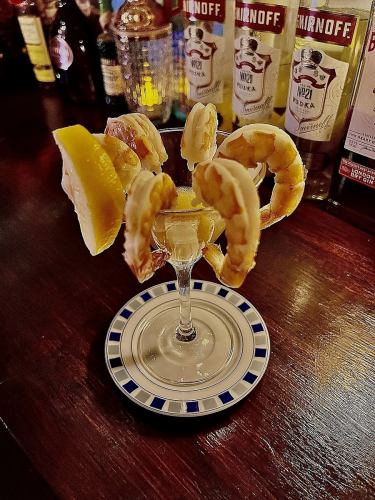 Shrimp cocktail with salt koji lemon sauce