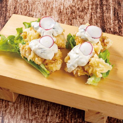Chicken Tempura Nanban topped with homemade wasabi tartar sauce