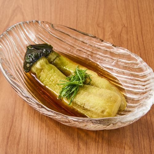 Cold fried autumn eggplant in marinated sauce