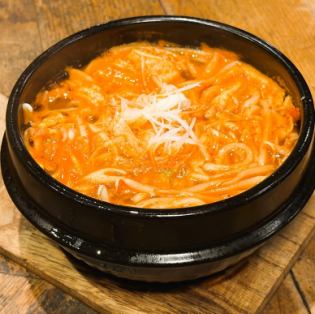 Pork and Kimchi Udon in a Hot Pot