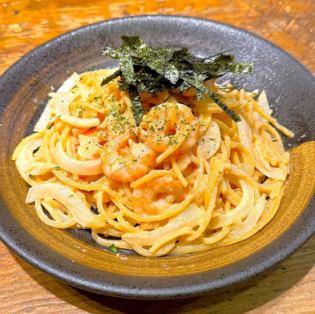 ◇Very popular with women◇ Japanese-style shrimp and mentaiko pasta