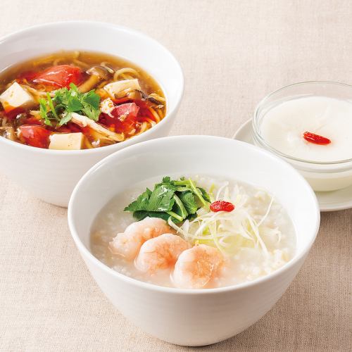 海老かゆ(ハーフ)＆サンラー湯麺(ハーフ)【2辛】セット