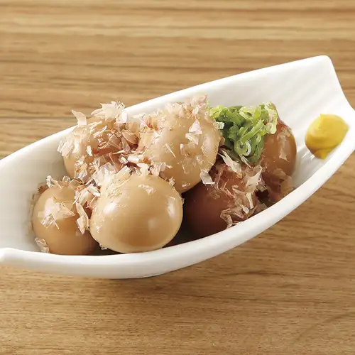 どんぐりうずらの煮玉子/塩枝豆/揚げカシューナッツ 各